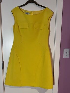 Moschino Bright Yellow Sleeveless Fit-and-Flare Mini Dress